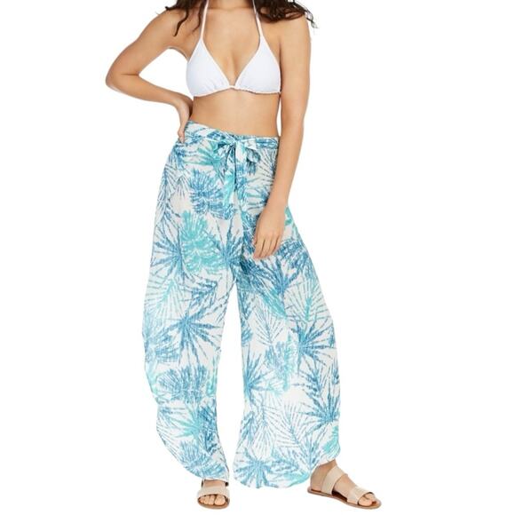 J Valdi Swim Sarong Coverup Pants Open Split Leg Tropical Palazzo Pants Size XL - Picture 2 of 9